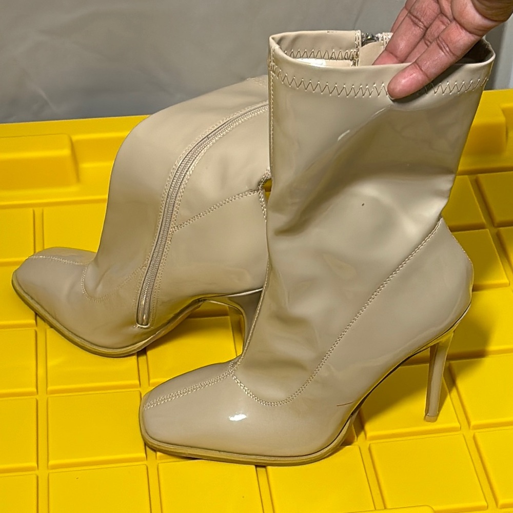 Elegant Cream High Heel Boots
